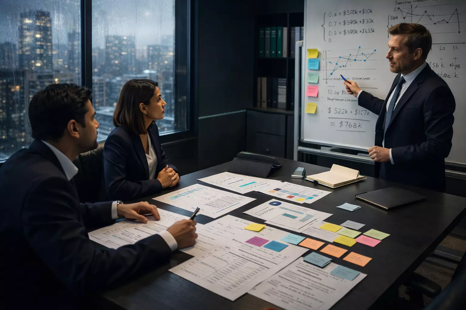 SaaS revenue operations team reviewing AI-driven RevOps dashboard with growth metrics